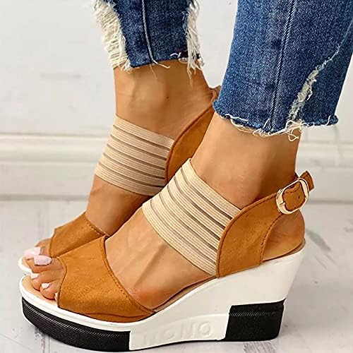Flekmanart klinaste cipele za žene sandale, bez klizanja sandale platforme s platformom s lukom, prozračne sandale od čipke