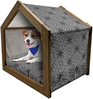 Ambasonne Dog ljubitelj drvene kuće za pse, jednobojne jazavce u brojnim stavovima aktivni život PET PANI SABLEKA, UNUTARNI I VANJSKI