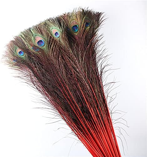 Pero za obrt od 70 cm-80 cm/28-32 inča prirodno paunovo perje za vjenčane dodatke za nakit od crvenog perja od 100 komada