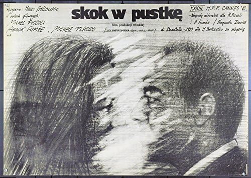 Skok u tamnom originalnom poljskom plakatu vrlo likovna umjetnost Andrzej Pagowskog filma režija Marco Bellocchio