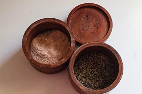 Kutije za začine na postolju od javora-Šejkeri soli s poklopcem za kuhinju-okrugle drvene posude za začine i sol za radnu površinu