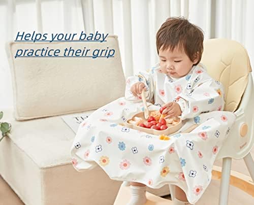 Nehet Coverall-a za bebe za hranjenje, odbitke, vodonepropusne duge rukave za bebe 6-36 mjeseci u potpunosti pokrivaju bebu i visoku