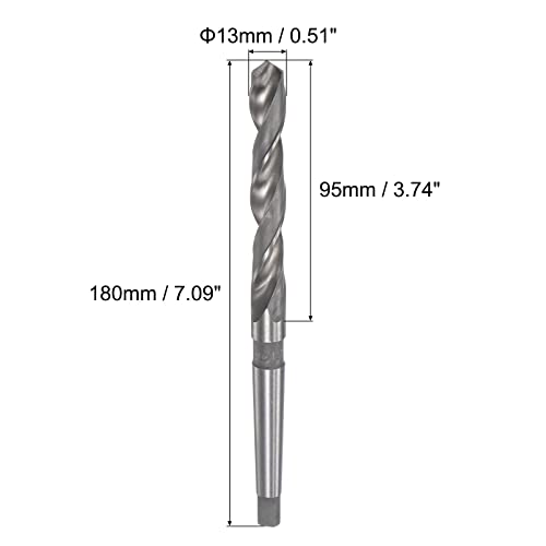 Uxcell 13 mm zaplet za bušenje s MT1 morse konusnom konusom, 95 mm čelični čelik duljine flaute