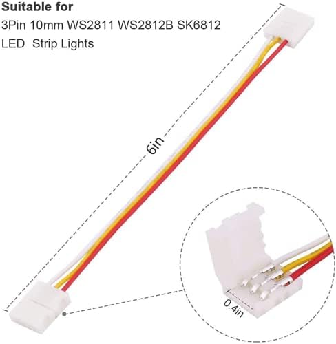 Enqimaoyi 3 -pin RGB LED priključak za priključak uključuje 10x LED traka, 10x L oblik oblika, 10x konektori bez praznina, 20x LED