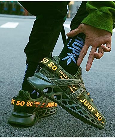 BestGift par tenisica prozračna leteća tkana casual cipela cipele za trčanje fluorescentna zelena EU42/US8.5