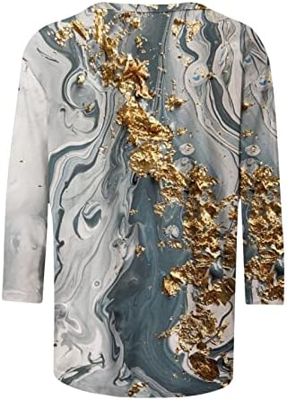 LCEPCY ženska modna reda 3/4 tunika s rukavima vrhovi uljani stil grafički print majica 2023 casual udobne bluze