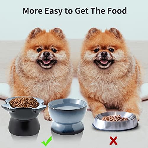 Set zdjela za hranu i vodu za pse: srednje / male keramičke zdjele za pse - podignute zdjele za štenad sigurne za hranu-neklizajuća
