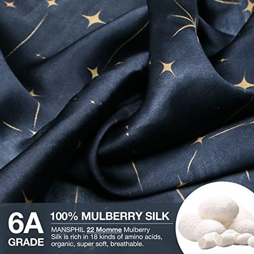 Mansphil svilena jastuka za mulberjsku jastuk za kosu i kožu, crni galaksijski uzorak - Premium 22 mamme charmeuse svileni jastuci