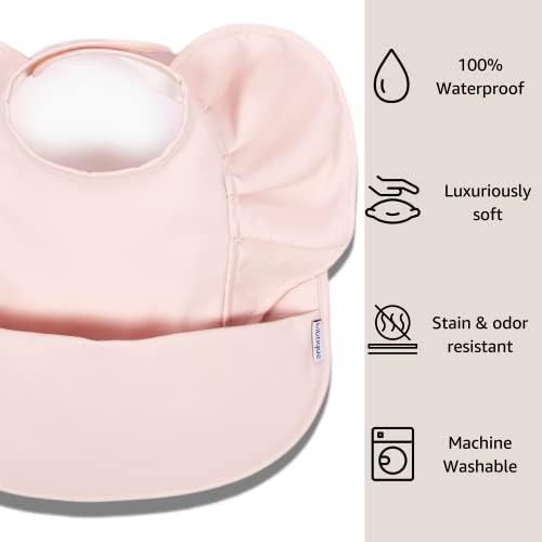 Bibtique Smock Bibs za bebe 6-24 mjeseci - 2 pakiranja - vodootporne bibe s džepom - nered za bebe jelo dijete - otporne na mrlje i