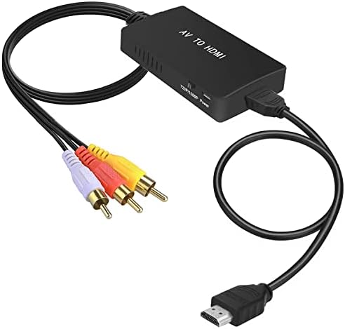 TENGCHI RCA to HDMI Converter, AV muški do HDMI Adapter Podrška 1080p Kompatibilno s PS One, PS2, PS3, STB, Xbox, VHS, VCR, Blue -Ray