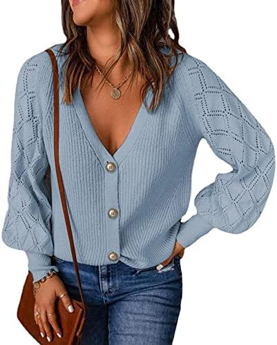 Džemper za džemper za vrat ženskog kaputa casual print V-izrez ovratnik s dugim rukavima, prsluci za puloveri u trendu