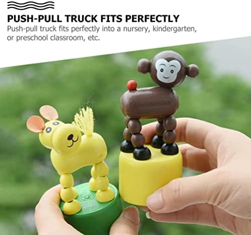 NUOBESTY 3PCS prstne lutke guraju lutke drvene push up igračke ljuljanje ljuljanje plesač palac palca tiska baza animal lutke zabava