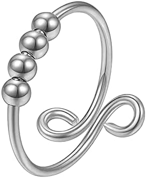 Novo za 2023. godinu-prsten za ublažavanje stresa i set prstenova s jednim okretom, prstenovi sa spiralnim okretom, 3 rotirajuća srebrna