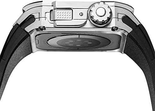 CNHKAU luksuzni komplet za modifikaciju ugljičnih vlakana za Apple Watch 45 mm Viton Watch Band za IWatch 7 8 Ultra 45 mm Zamjena zamjene