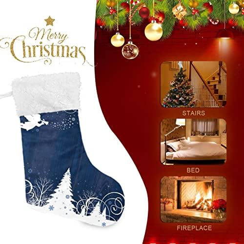 PNYOIN božićne šumske anđele božićna čarapa, 1 komad 17,7 inča velikih božićnih čarapa ukrasi s bijelom plišanom manžetom, personalizirani
