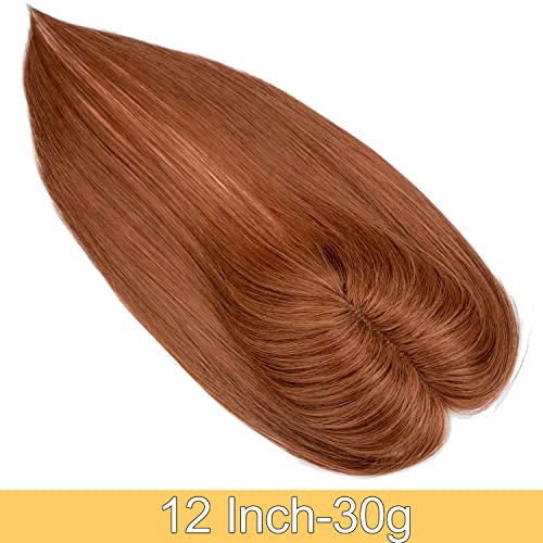 Toperi za ljudsku kosu 12 inča za stanjivanje kose / gubitak kose 30 smeđa prirodna kosa topper za žene 3 kopče za kosu svilena baza