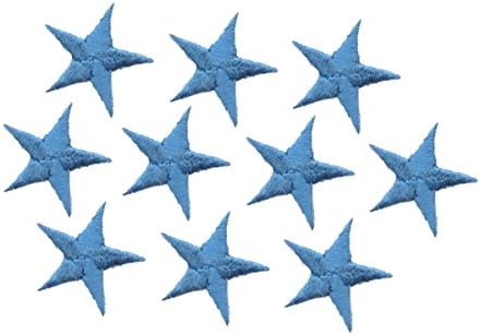2-3/8 inčni tirkizni plavi zvjezdani paket od 10 komada vezeno željezo na flasteru