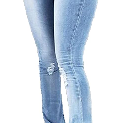 Žene mršave ribane traperice s dnom s visokim strukom podijeljeni rub rasplamsane traper hlače s poremećajem široke noge Jean hlača