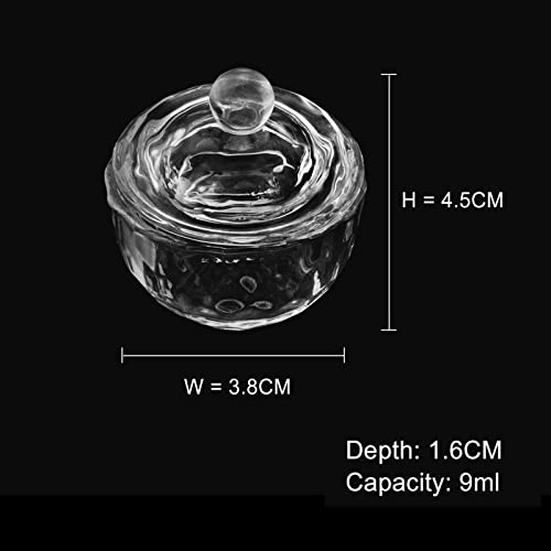 Okruglo kristalno čisto akrilno tekuće staklo u prahu, staklena čaša s kapom, zdjela za akrilni dizajn noktiju, Prozirni set, od-do-do-017