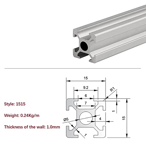 2 pakiranja aluminijskog ekstruzijskog profila 1515 duljina 30,71 inča / 780 mm srebrna, 15 mm 15 mm 15 serija europski standardni