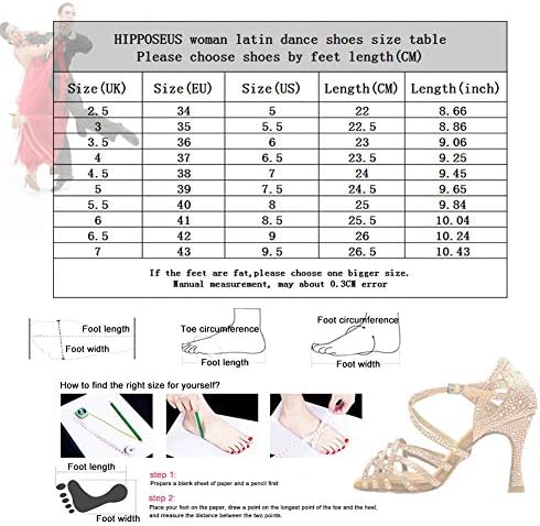 Hipposeus Ženske klasične sjajne cipele za latino plesne cipele - Zipper Mesh Square Party Plesne čizme za performanse, Model 434
