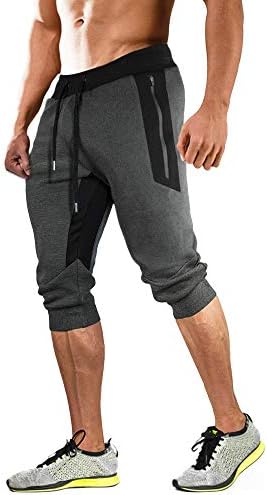 Magcomsen muški 3/4 joggers Capri hlače s džepovima s patentnim zatvaračem Slim fit trening trening trening capri joggers