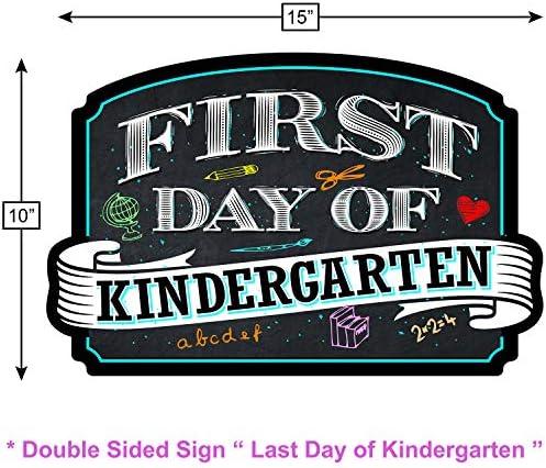 BigTime Signs prvi dan škole i posljednji dan školske dvostrane fotografije, slika kruti PVC znak | 10 inča x 15,5 inča i veliki vremenski