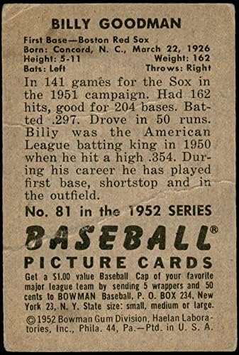 1952. Bowman 81 Billy Goodman Boston Red Sox Fair Red Sox