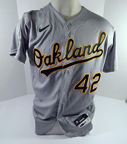 2020. Oakland Athletics Jake Lamb 42 Igra izdana sivog Jerseyja Jackie Robinson 3 - Igra korištena MLB dresova