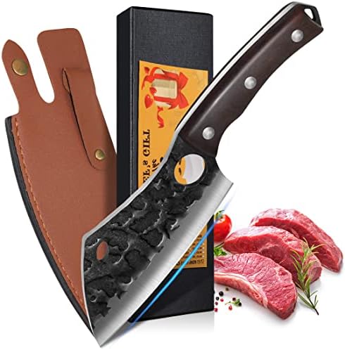 Viking nož ručno kovano kovano nož s kožnim omotačem, 6 '' Profesionalni nož s filetom, Cješica od povrća s visokim ugljičnim mesom,