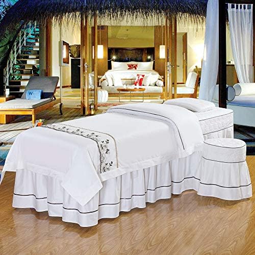 Luksuzni setovi lima za masažu od čipke, pamučni mekani kozmetički pokrivač pokrivača s rupama za odmor za lice masaža masaža posteljina-bijela