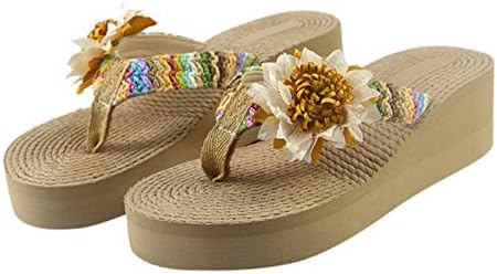Ljetne papuče za žene tkaju cvjetni klinovi plaža na plažljivim nosačima za kućne cipele prozračna papuča žena Dresy sandale ravne