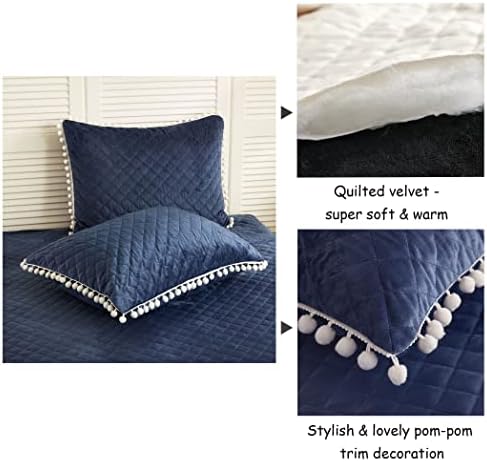 Liferevo 2 pakiranje dijamantnih prekrivenih jastuka od baršunastih kreveta, pom poms obrubljeni ukrasni jastučni jastuk set od 2,