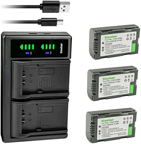 Kastar 3-pack CGR-D08S baterija i Ltd2 USB punjač kompatibilan s Panasonic PV-DV700, PV-DV701, PV-DV702, PV-DV710, PV-DV800, PV-DV800K,
