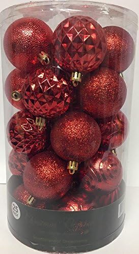 Crveni sjajni i sjajni kuglični božićno drvce ukraseni ukrasi 25 pakiranja