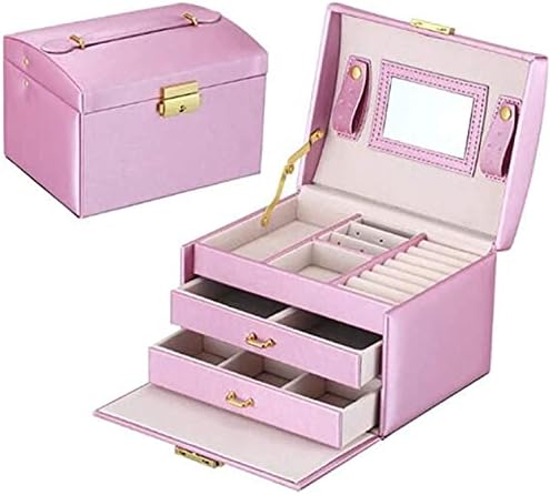 WQlykmultifunction Veliki troslojni PU kožna kutija za nakit za poklone Ogrlice naušnica kovčeg za šminkanje šminke Organizator za