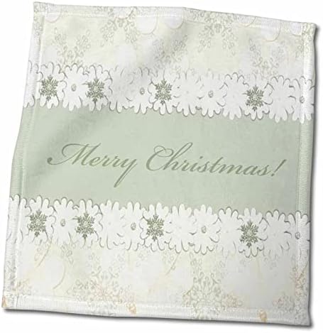 3Drose - Beverly Turner Božićni dizajn - nježno cvijeće i snježne pahulje, sretan Božić, kadulja zelena, bež - ručnici