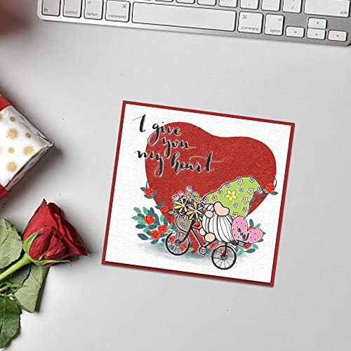 Valentinovo jasne marke za izradu karata, Valentines Bike Patulci riječi Valentine Gnome prozirne gumene brtvene markice za DIY foto