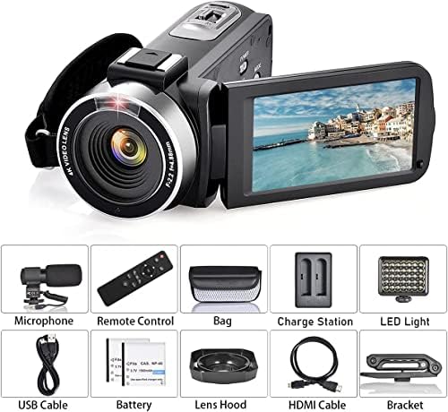 OIEXI 4K kamera za YouTube videozapise HD Camcorder s LED Light Digital vlog kamerom s 16x digitalnim zumom i noćnim vidom, video snimač
