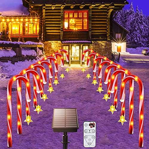 Toyyot 12 Pack Solarna božićna bombona svjetla od trske božićne vanjske ukrasne svjetla, vodootporna krajobrazna svjetla sa zvijezdama