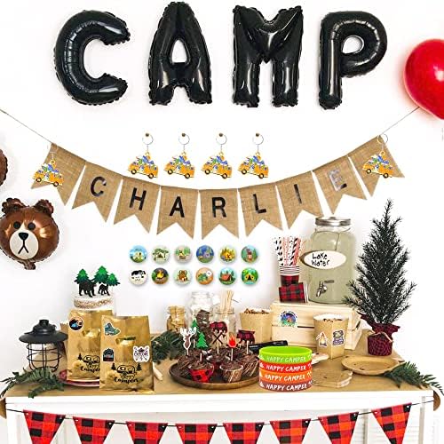 Banballon 98 PCS kampiranje favorizira Happy Camper Party pogoduje ključevima s gumbama s gumbama s gumbama i naljepnicama za avanturističku