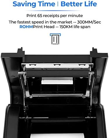 Munbyn Printer za primanje P068, 3 1/8 80 mm izravni toplinski pisač i toplinski papir za primanje 3 1/8 x 230ft