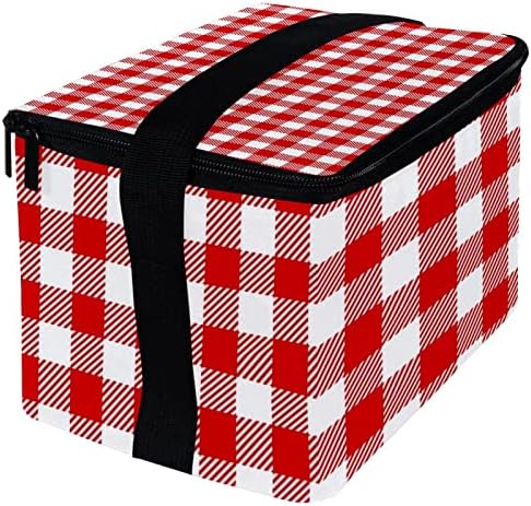 Ženska torba za ručak u muškoj kutiji za ručak ženska kutija za ručak bijeli i crveni uzorak kariranih pruga