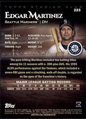 2019. Topps Stadium Club Crvena folija 223 Edgar Martinez Seattle Mariners MLB Trgovačka karta za bejzbol