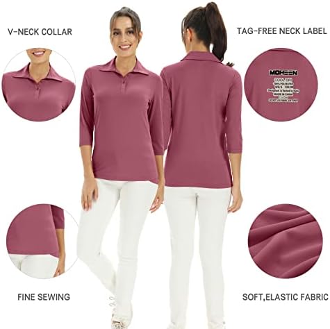 Ženske košulje za golf od 3/4 rukava casual v vrat vrhovi trening Sportski slobodni polo majica Čvrsta gumba dolje košulje