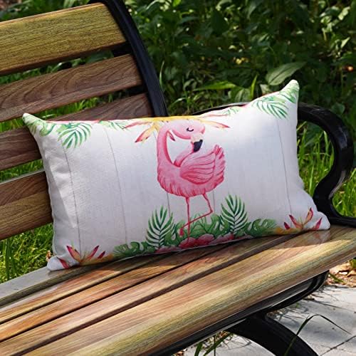 Homfreest Flamingo Dekorativni jastuk pokriva 12x20 inča tropske biljke lumbalne ljetne cvjetove jastučnice seoske kućice za akvarelni