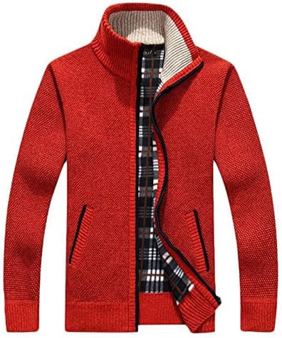 Muški vitki fit džemper jakna s kaputima s runom kaputi stoji ovratnik pletenica i nadmašuje džepovi pletena topla zima casual kardigan