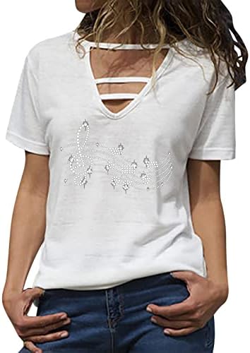 Košulje za žene ženske vruće bušilice tiskaju majice v vrat ljetni kratki rukavi majice majice za žene