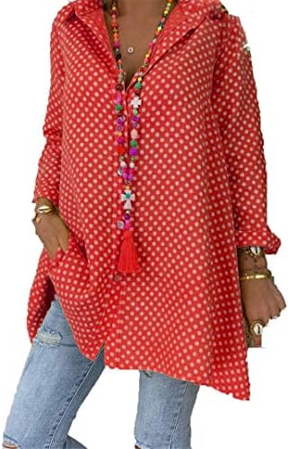 Adongnywell žene polka dot v vrat šifon chifon casaul cvjetni košulje s dugim rukavima cvjetne majice vrhove tunike