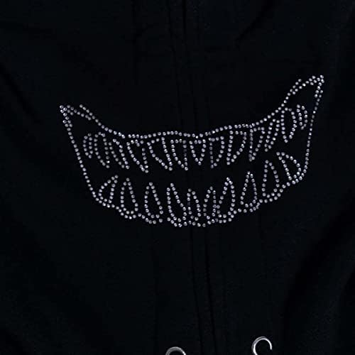 COSTRIBE Ženski Y2K Zip Up Hoodies Novelty Estetic Boy Pismo hiphop grafički pulover casual kardigan džep džep džepa